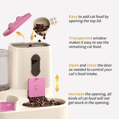 Fully Automatic 2in1 Cat Food Dispenser - Integrated Water And Food Feeding System - Cute Water Dispenser